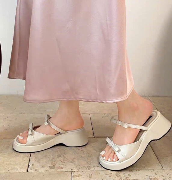 SS06-Dép Trắng mix nơ MiJi