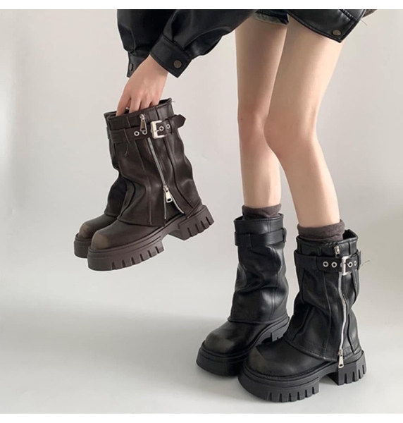 CC200 - Boot Ống Lửng Kéo Khoá Phiên Bản Mới