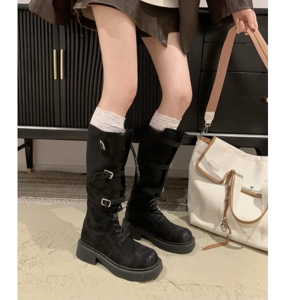 CC56-Boot gối da lộn Akina