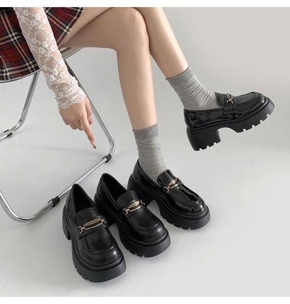 CT355 - Giày loafer cổ thấp khuy Fashion